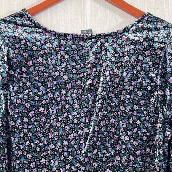 Wild Fable Velvet Floral Long Sleeve Puff Shoulder Boho Dress Size L - Picture 12 of 15